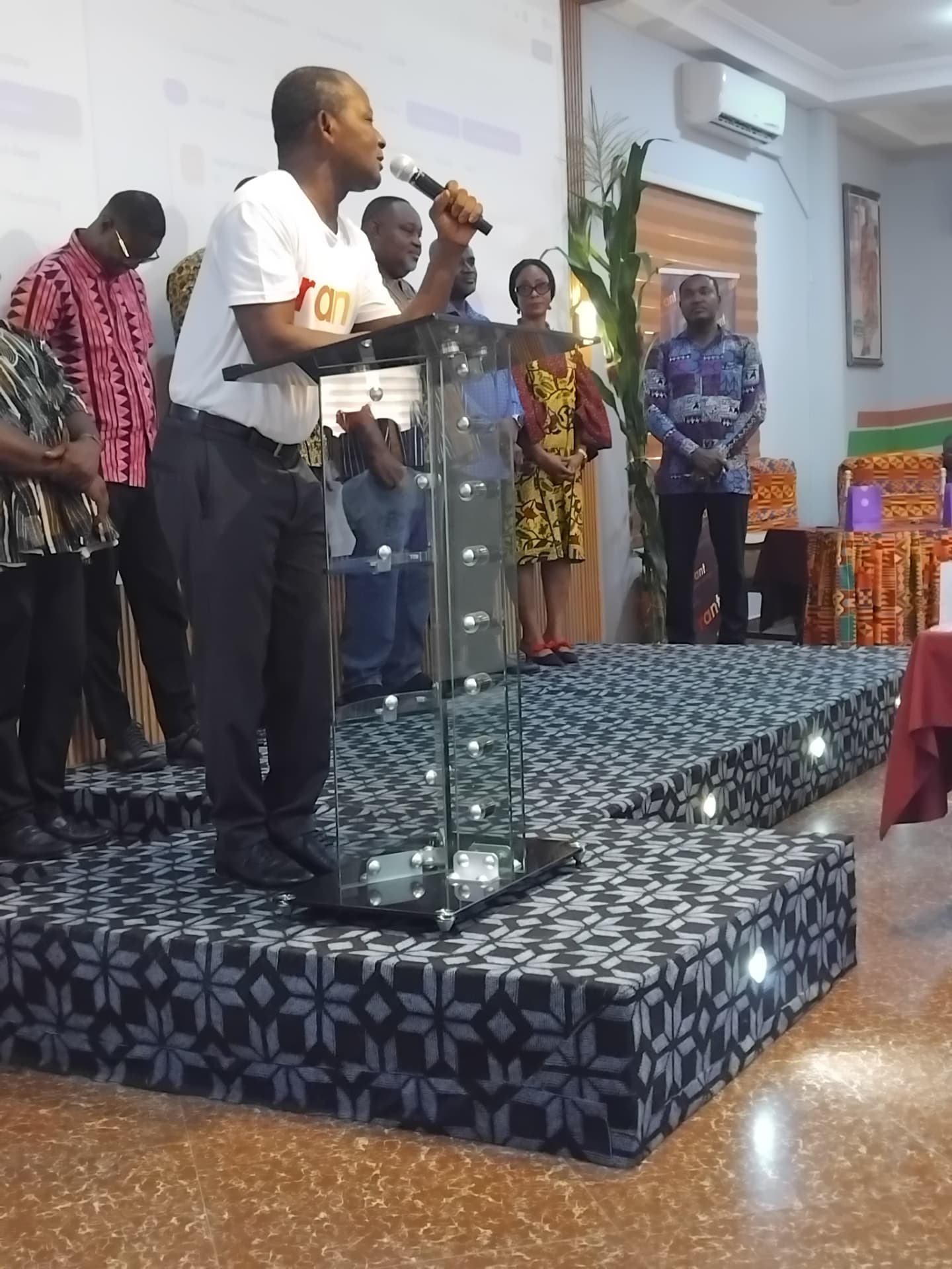 Speaker addressing delegates during the launch of RANT Passport at the Tru Vine Hotel, Kumasi