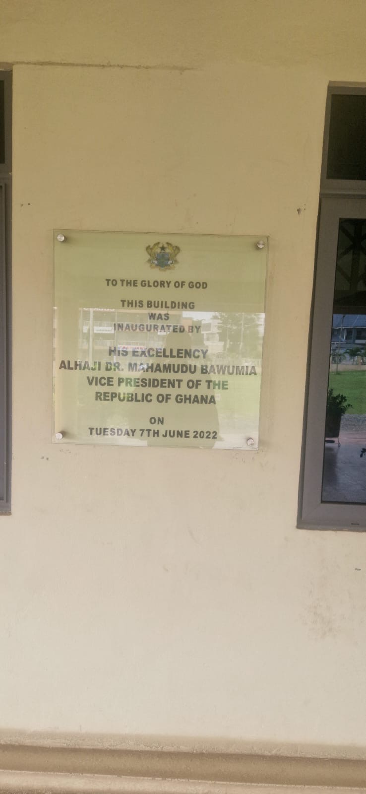 Plaque recording a building inaugurated by the Vice President of Ghana in June 2022